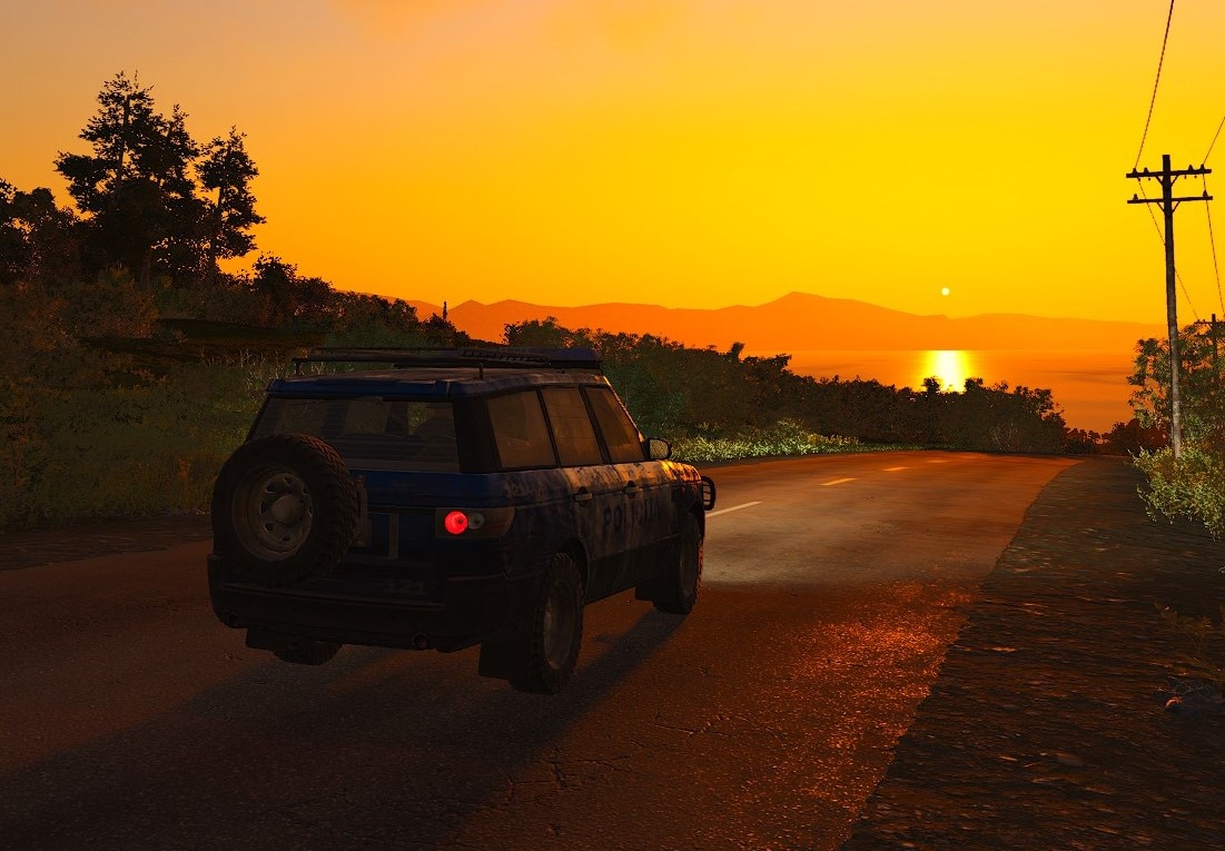 In den Sonnenuntergang fahren